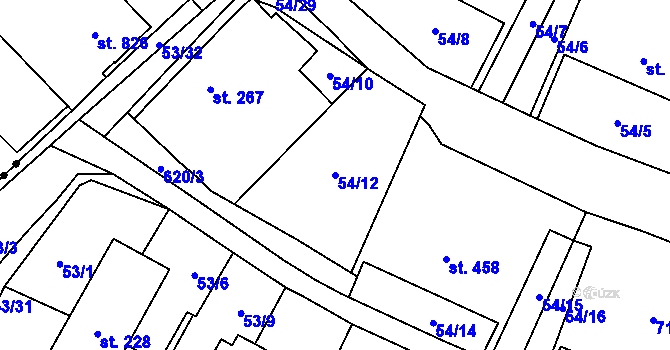 Parcela st. 54/12 v KÚ Michálkovice, Katastrální mapa