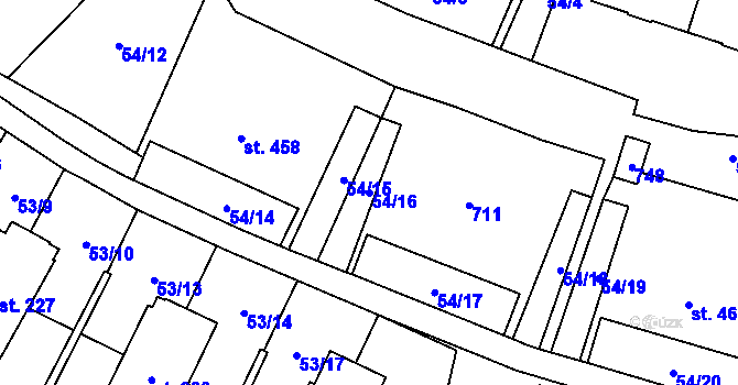 Parcela st. 54/16 v KÚ Michálkovice, Katastrální mapa