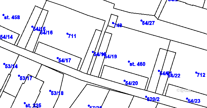 Parcela st. 54/19 v KÚ Michálkovice, Katastrální mapa
