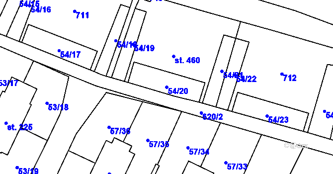 Parcela st. 54/20 v KÚ Michálkovice, Katastrální mapa