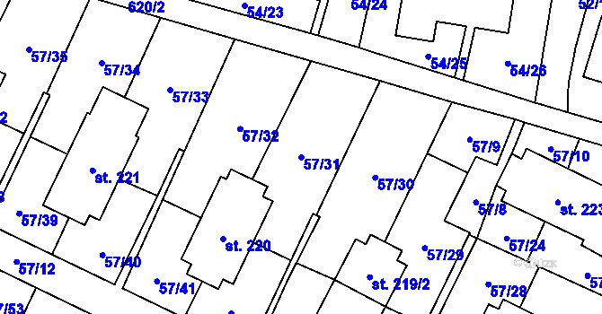 Parcela st. 57/31 v KÚ Michálkovice, Katastrální mapa