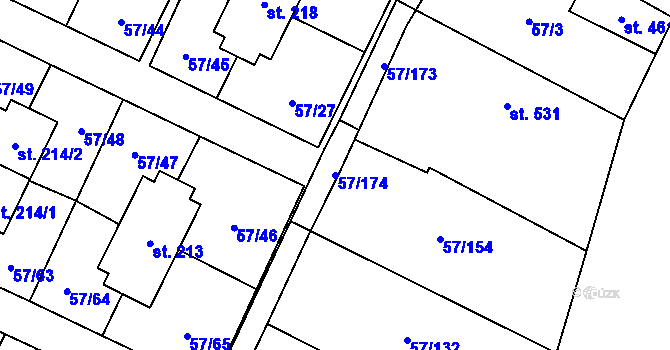 Parcela st. 57/174 v KÚ Michálkovice, Katastrální mapa