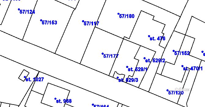 Parcela st. 57/177 v KÚ Michálkovice, Katastrální mapa