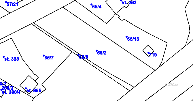 Parcela st. 65/2 v KÚ Michálkovice, Katastrální mapa