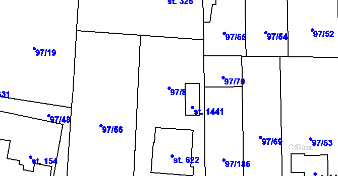 Parcela st. 97/8 v KÚ Michálkovice, Katastrální mapa