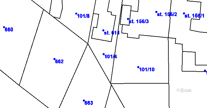 Parcela st. 101/4 v KÚ Michálkovice, Katastrální mapa