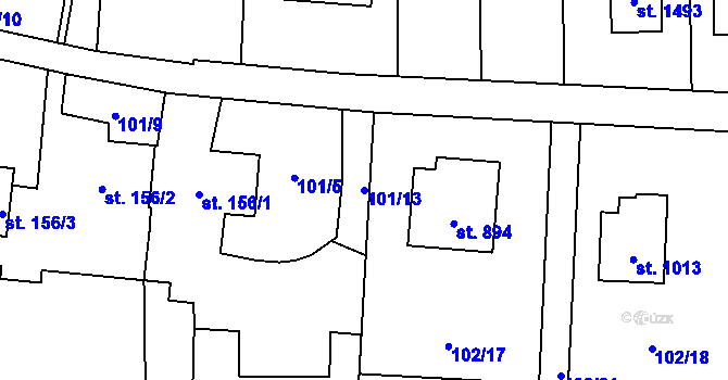 Parcela st. 101/13 v KÚ Michálkovice, Katastrální mapa