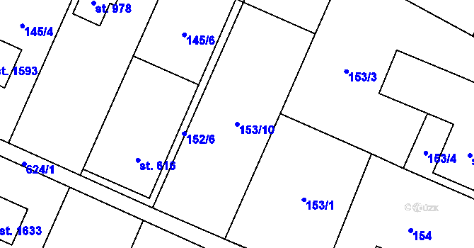 Parcela st. 153/10 v KÚ Michálkovice, Katastrální mapa