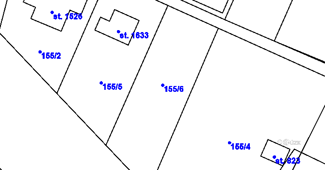 Parcela st. 155/6 v KÚ Michálkovice, Katastrální mapa