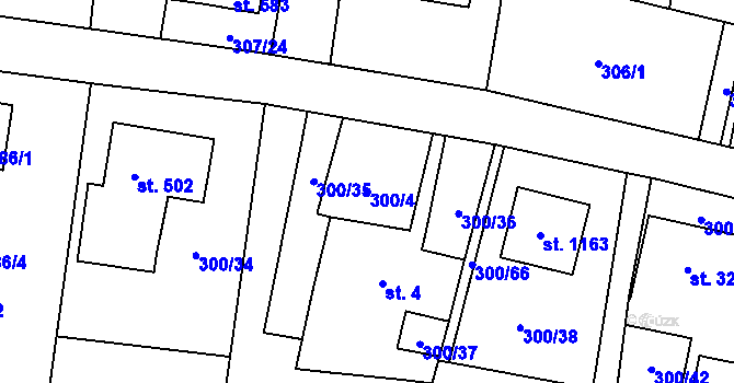 Parcela st. 300/4 v KÚ Michálkovice, Katastrální mapa