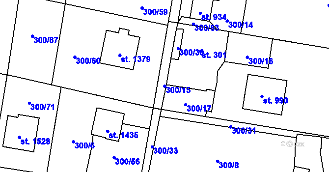 Parcela st. 300/15 v KÚ Michálkovice, Katastrální mapa