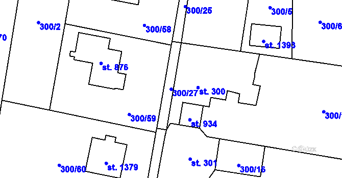 Parcela st. 300/27 v KÚ Michálkovice, Katastrální mapa