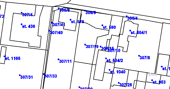 Parcela st. 307/19 v KÚ Michálkovice, Katastrální mapa