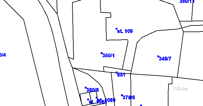 Parcela st. 350/1 v KÚ Michálkovice, Katastrální mapa