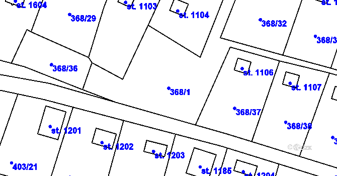 Parcela st. 368/1 v KÚ Michálkovice, Katastrální mapa