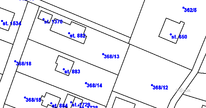 Parcela st. 368/13 v KÚ Michálkovice, Katastrální mapa