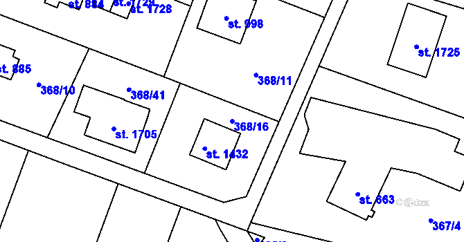 Parcela st. 368/16 v KÚ Michálkovice, Katastrální mapa