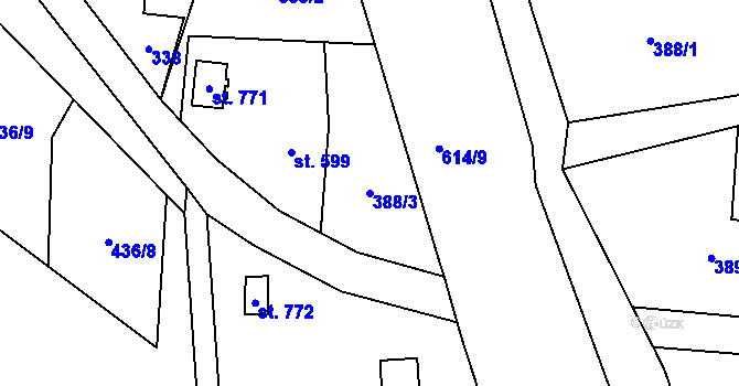 Parcela st. 388/3 v KÚ Michálkovice, Katastrální mapa