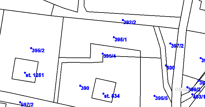 Parcela st. 395/4 v KÚ Michálkovice, Katastrální mapa