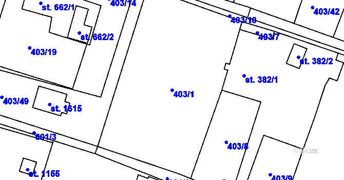Parcela st. 403/1 v KÚ Michálkovice, Katastrální mapa
