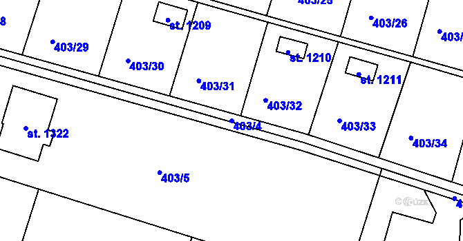Parcela st. 403/4 v KÚ Michálkovice, Katastrální mapa