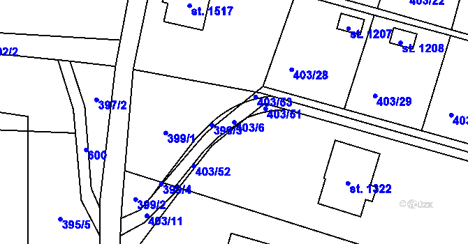 Parcela st. 403/6 v KÚ Michálkovice, Katastrální mapa