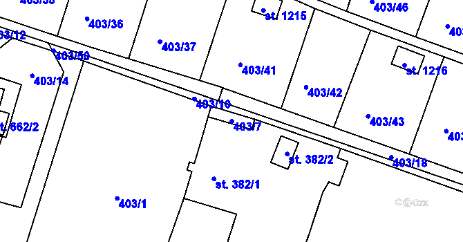 Parcela st. 403/7 v KÚ Michálkovice, Katastrální mapa