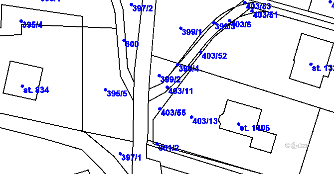 Parcela st. 403/11 v KÚ Michálkovice, Katastrální mapa