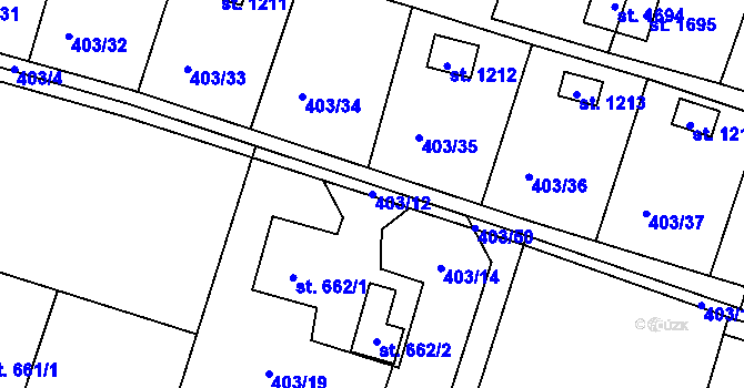 Parcela st. 403/12 v KÚ Michálkovice, Katastrální mapa