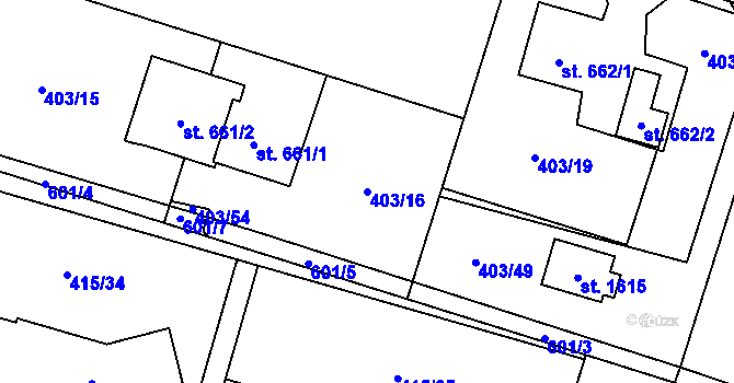 Parcela st. 403/16 v KÚ Michálkovice, Katastrální mapa
