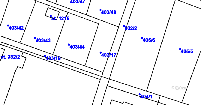 Parcela st. 403/17 v KÚ Michálkovice, Katastrální mapa