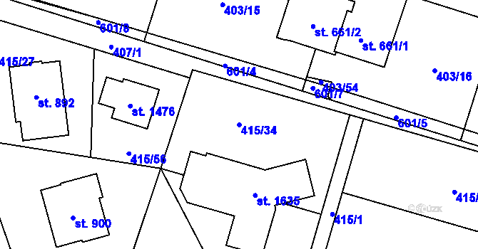Parcela st. 415/34 v KÚ Michálkovice, Katastrální mapa