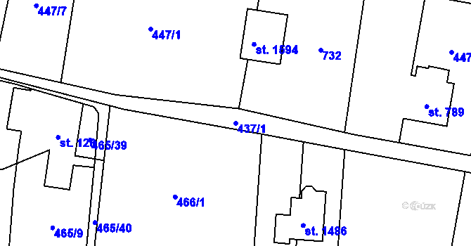 Parcela st. 437/1 v KÚ Michálkovice, Katastrální mapa