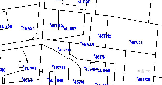 Parcela st. 457/14 v KÚ Michálkovice, Katastrální mapa
