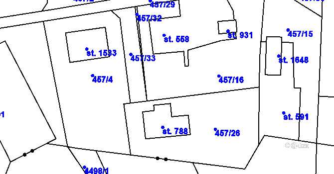 Parcela st. 457/16 v KÚ Michálkovice, Katastrální mapa