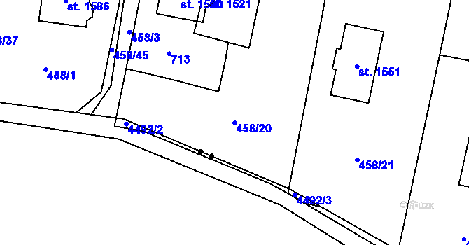 Parcela st. 458/20 v KÚ Michálkovice, Katastrální mapa