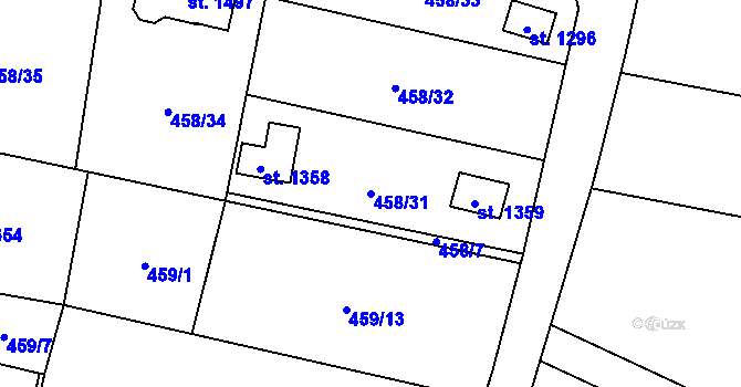 Parcela st. 458/31 v KÚ Michálkovice, Katastrální mapa