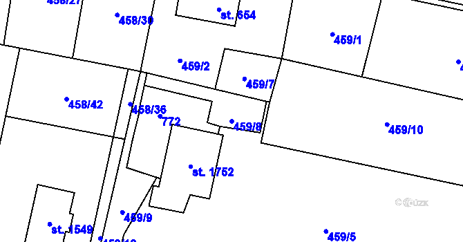 Parcela st. 459/8 v KÚ Michálkovice, Katastrální mapa