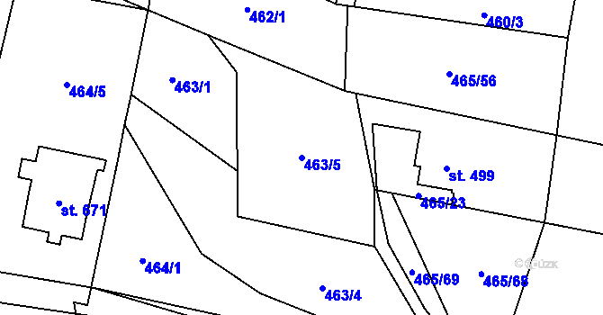 Parcela st. 463/5 v KÚ Michálkovice, Katastrální mapa