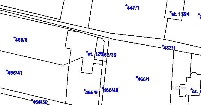 Parcela st. 465/39 v KÚ Michálkovice, Katastrální mapa