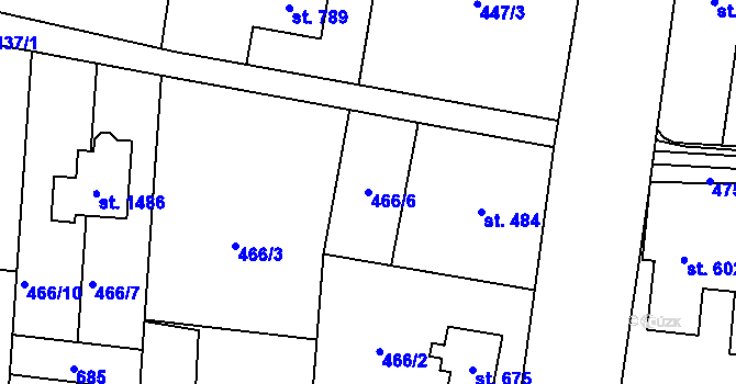 Parcela st. 466/6 v KÚ Michálkovice, Katastrální mapa