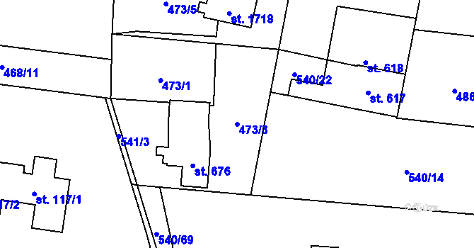 Parcela st. 473/3 v KÚ Michálkovice, Katastrální mapa