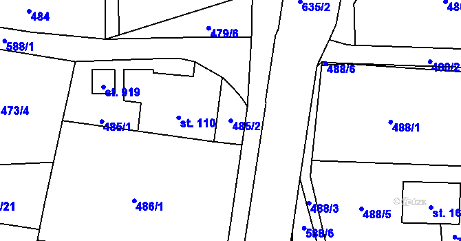 Parcela st. 485/2 v KÚ Michálkovice, Katastrální mapa