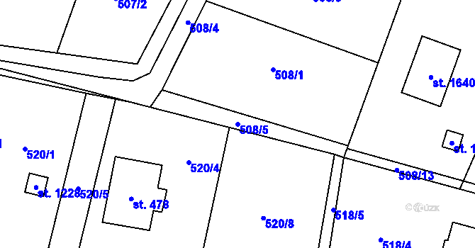 Parcela st. 508/5 v KÚ Michálkovice, Katastrální mapa