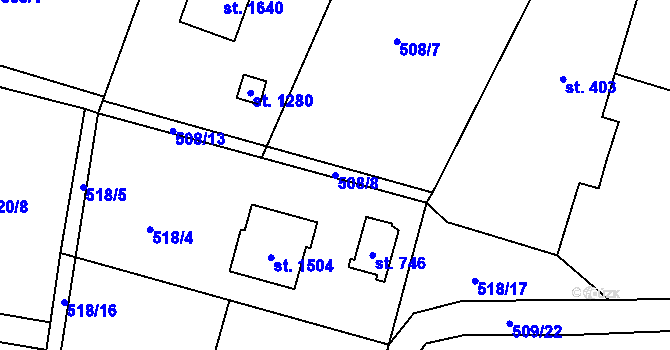 Parcela st. 508/8 v KÚ Michálkovice, Katastrální mapa