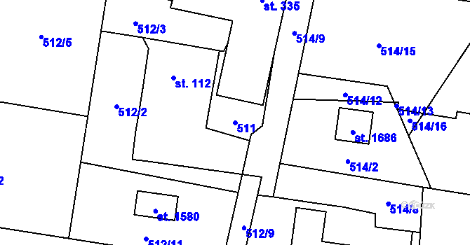 Parcela st. 511 v KÚ Michálkovice, Katastrální mapa