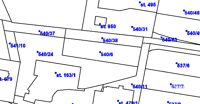 Parcela st. 540/6 v KÚ Michálkovice, Katastrální mapa