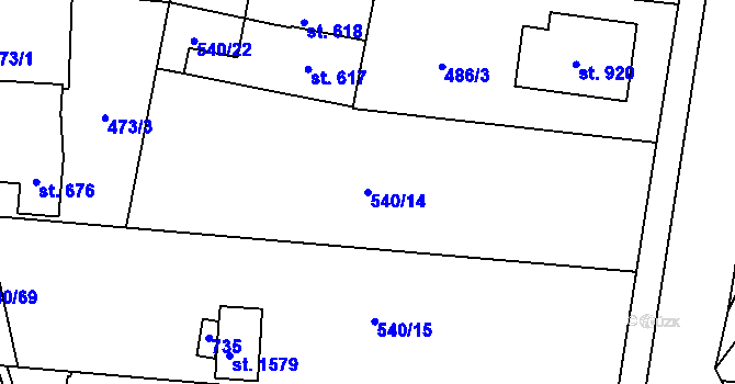 Parcela st. 540/14 v KÚ Michálkovice, Katastrální mapa