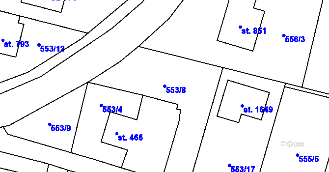 Parcela st. 553/8 v KÚ Michálkovice, Katastrální mapa