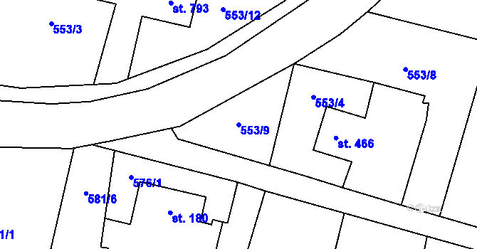 Parcela st. 553/9 v KÚ Michálkovice, Katastrální mapa